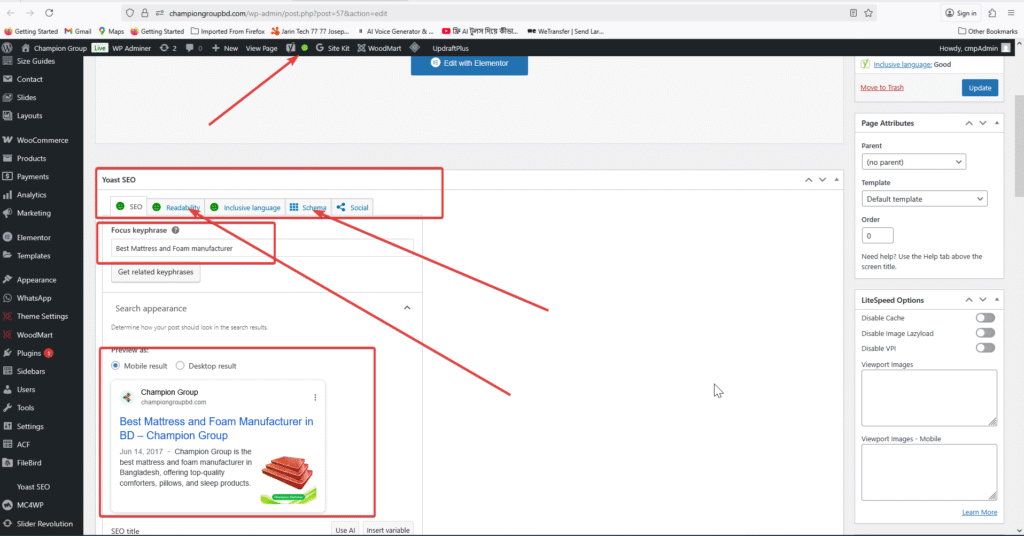 ON Page SEO Current work